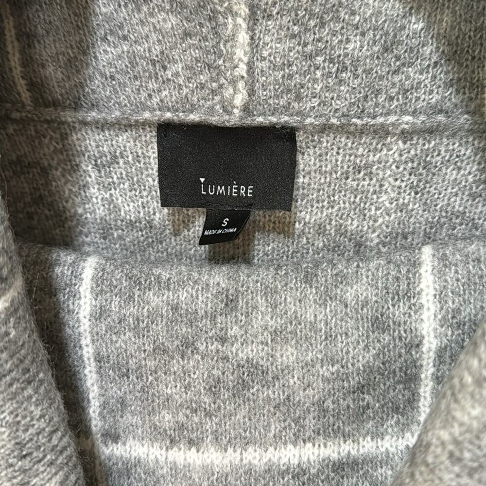 Lumiere Gray Turtleneck Grid Sweater Size S - Picture 4 of 6